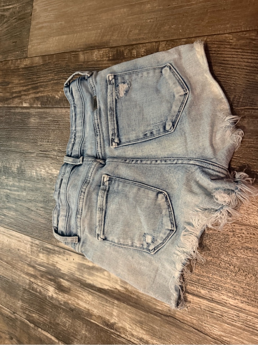 KanCan Light Blue Distressed Frayed Hem Denim Shorts